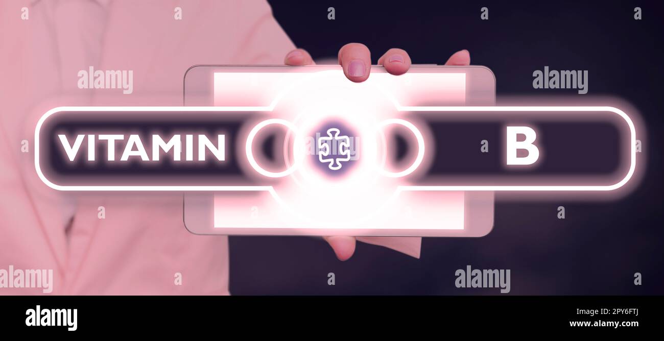 Sign displaying Vitamin B. Conceptual photo Nutrient that helps keep