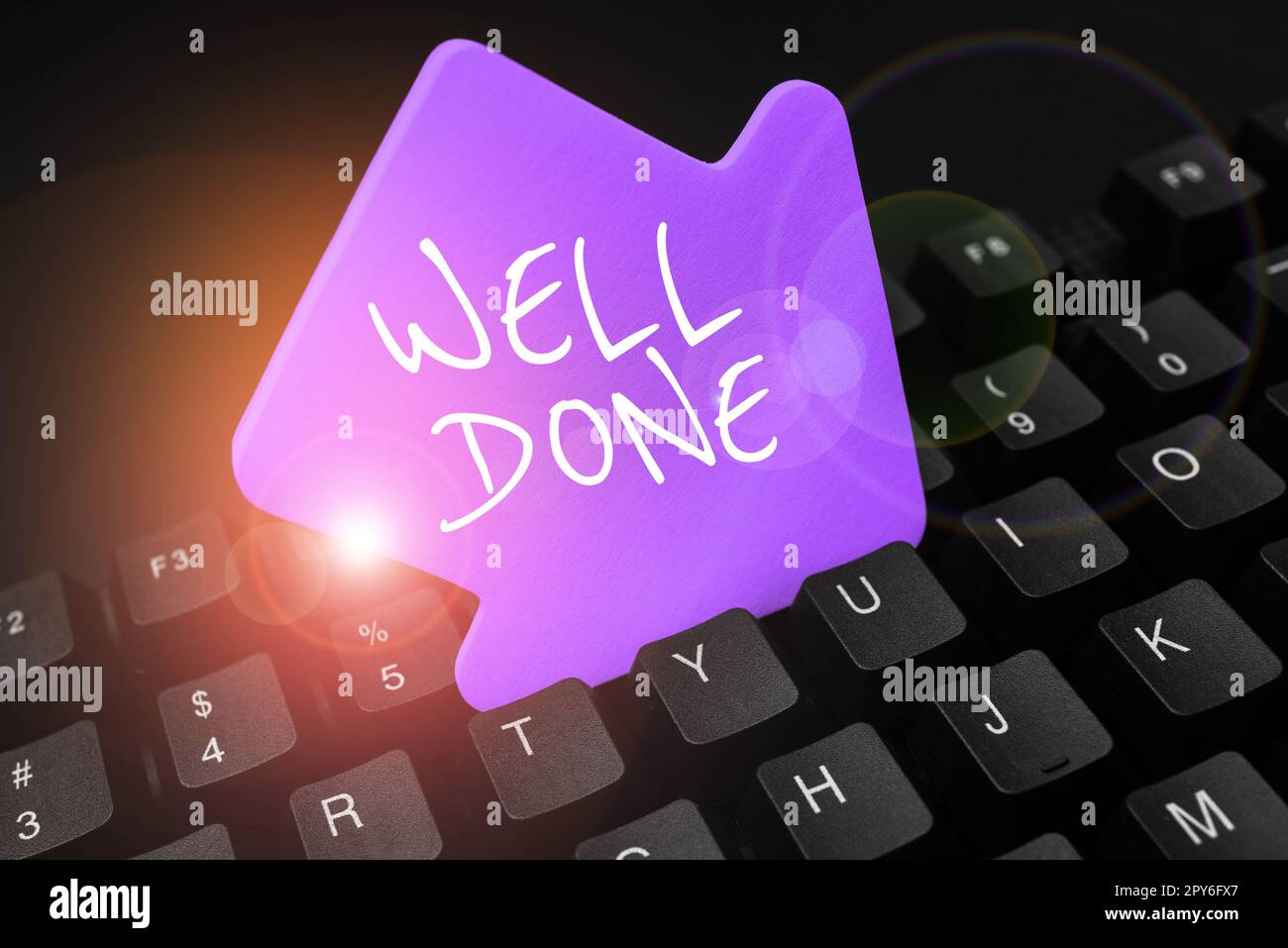 Text sign showing Well Done. Business idea Peform accurately and diligently with skill and efficiently Stock Photo