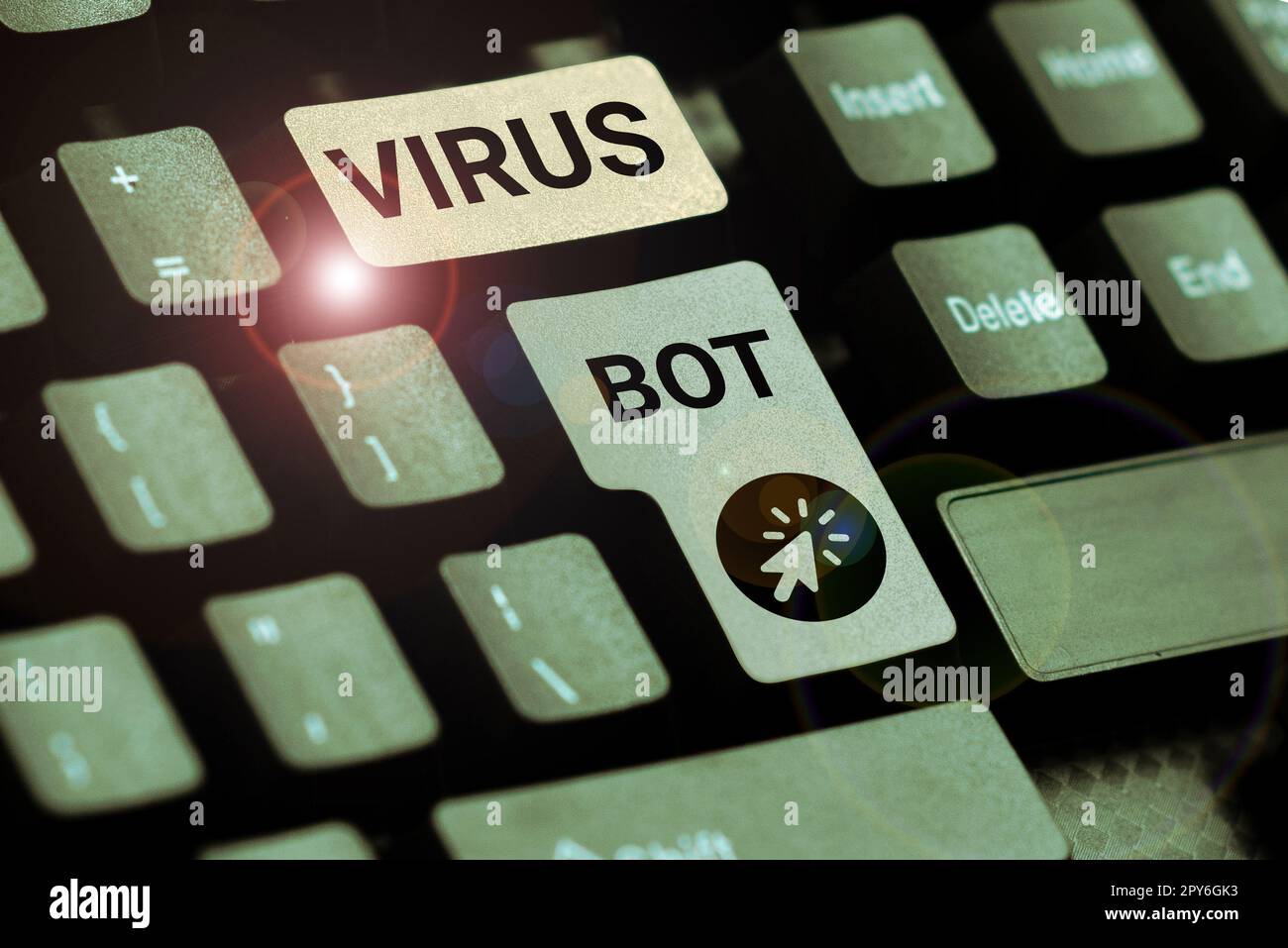 Handwriting text Virus Bot. Conceptual photo malicious self-propagating malware designed to infect a host Stock Photo