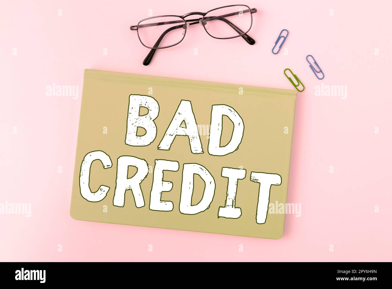 Conceptual caption Bad Credit. Concept meaning inability of a person or company to repay a debt on time Stock Photo