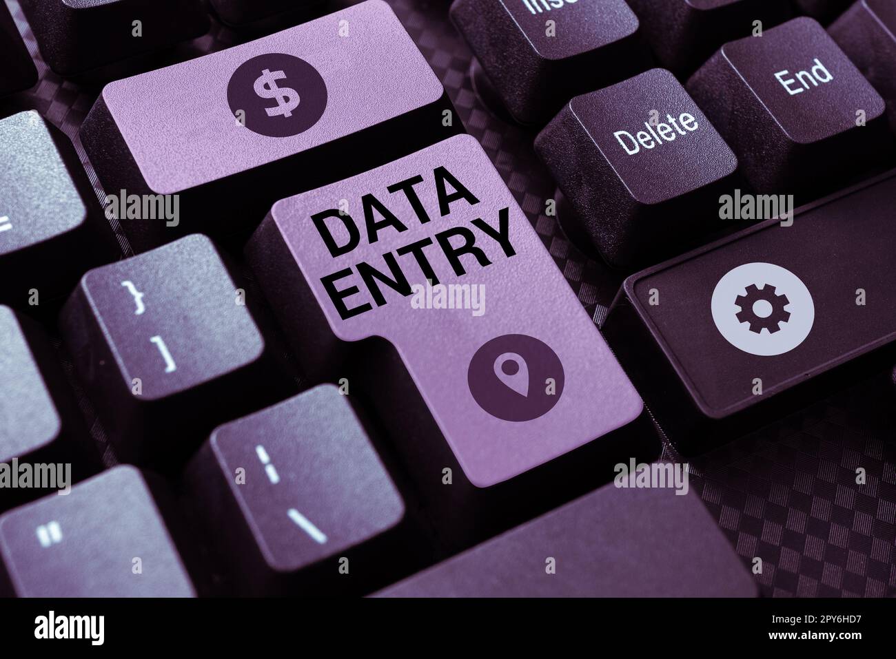 Conceptual caption Data Entry. Word for process of inputting data or information into the computer Stock Photo