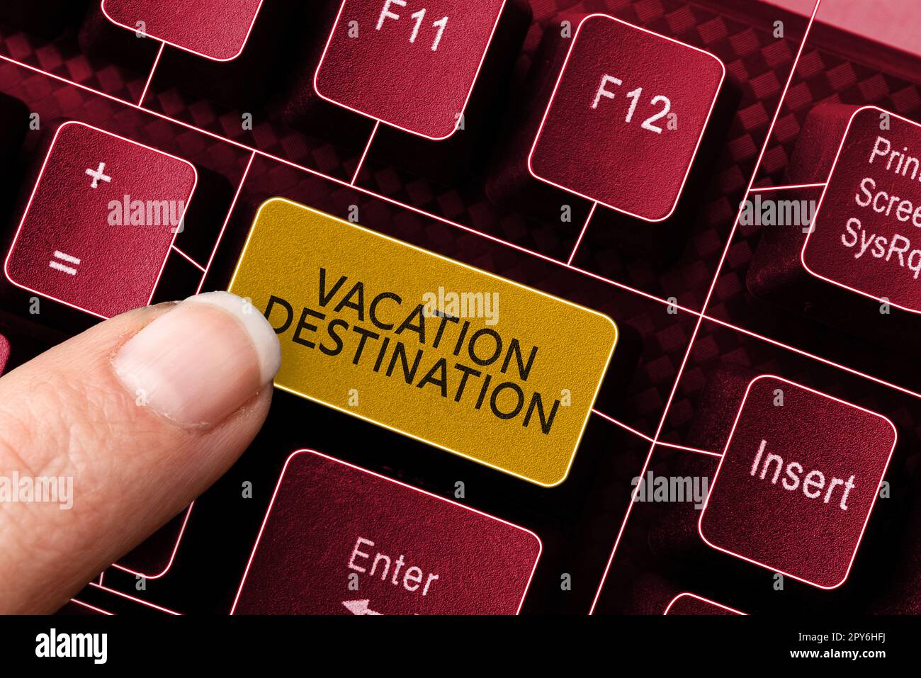 Handwriting text Vacation Destination. Business idea a place where people go for holiday or relaxation Stock Photo