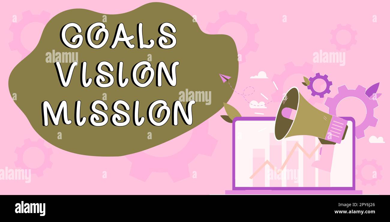Text showing inspiration Goals Vision Mission. Business concept ...