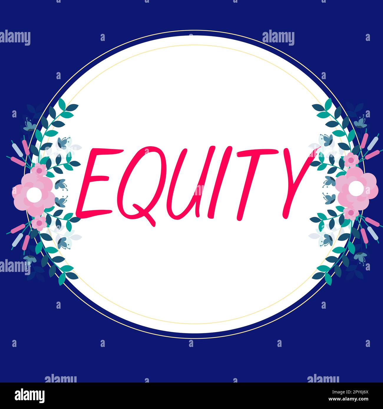 Conceptual display Equity. Conceptual photo quality of being fair and impartial race free One hand Unity Stock Photo