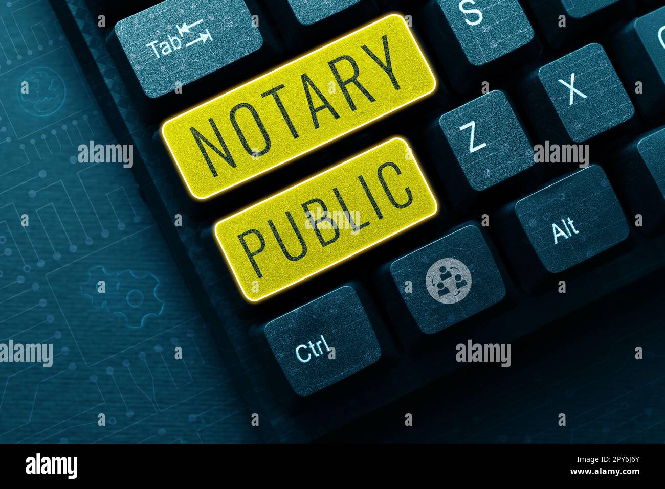 Sign displaying Notary Public. Concept meaning Legality Documentation Authorization Certification Contract Stock Photo