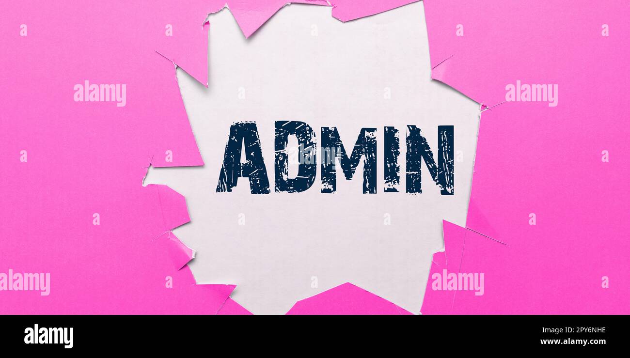 Hand writing sign Admin. Concept meaning Officials in executive branch of government People responsible Stock Photo