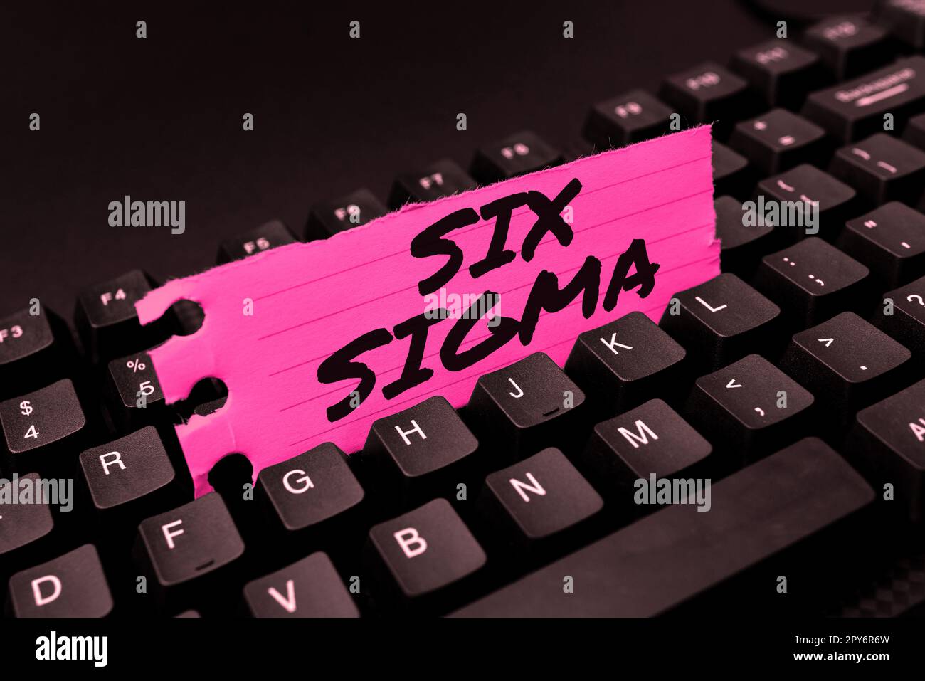 Handwriting text Six Sigma. Business overview management techniques to improve business processes Stock Photo