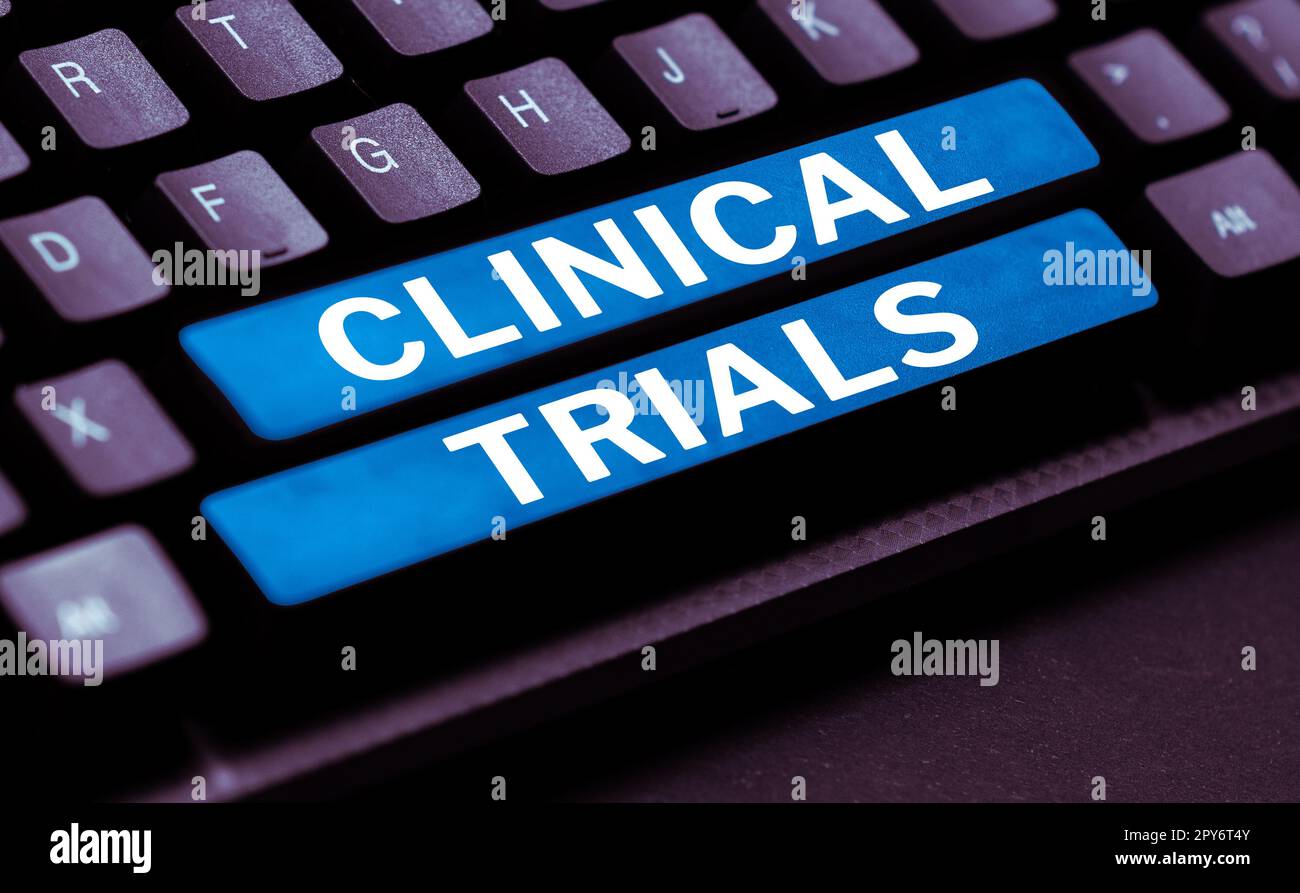 Trials Image Text Text caption presenting Clinical Trials. Business showcase Research ...