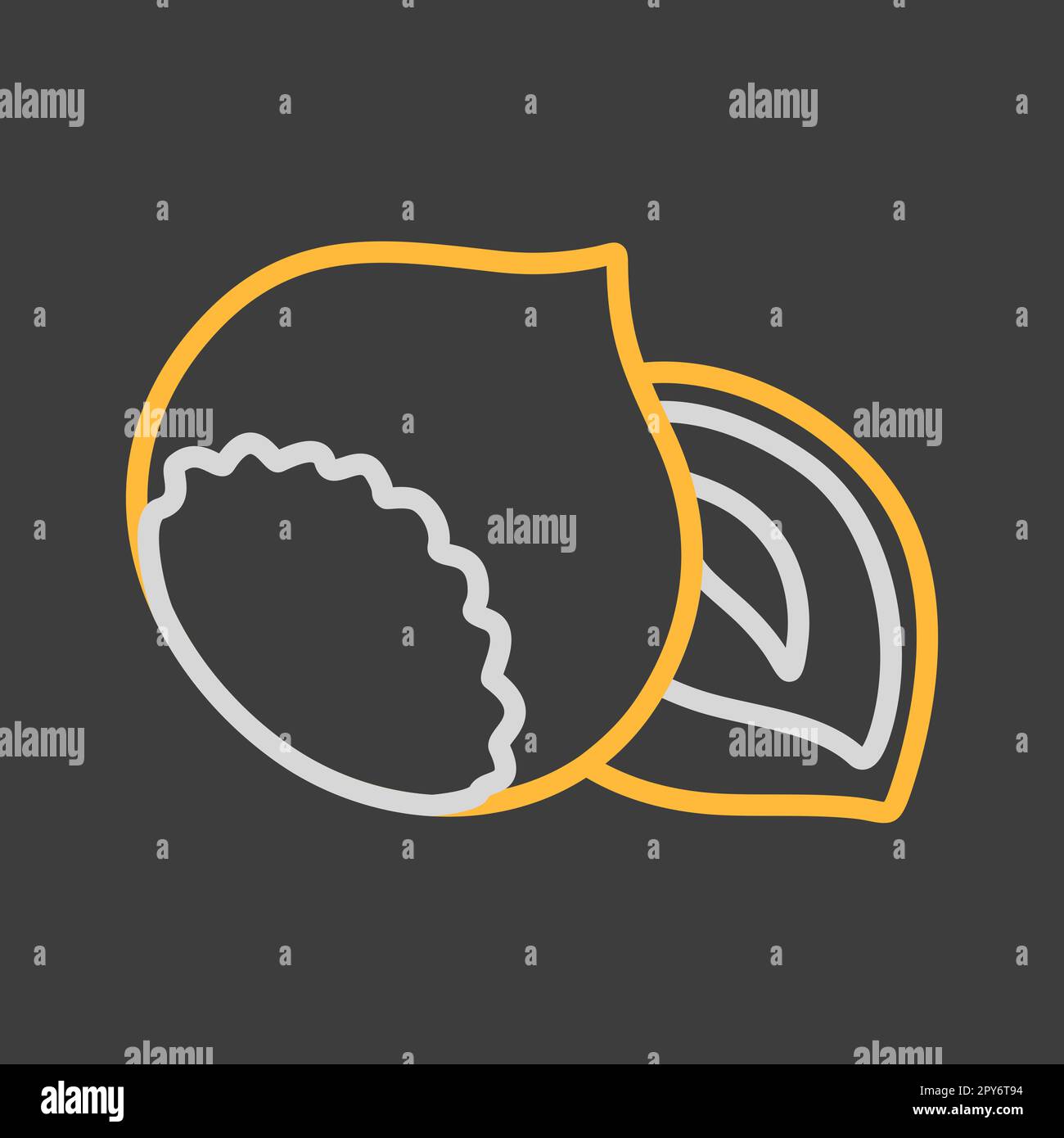 Hazelnut vector on dark background icon. Graph symbol for food and ...