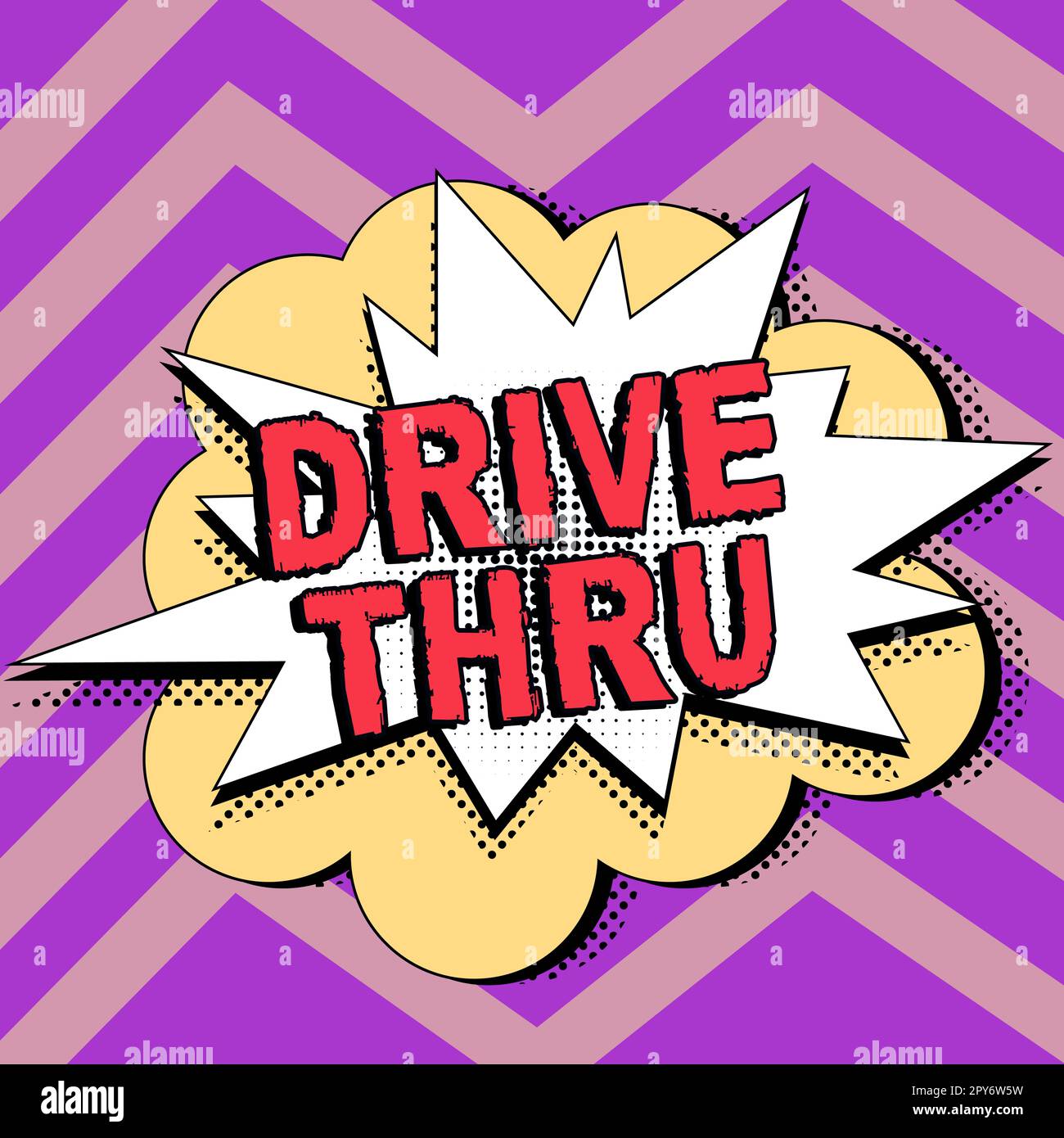 Writing displaying text Drive Thru. Business concept place where you can get type of service by driving through it Stock Photo
