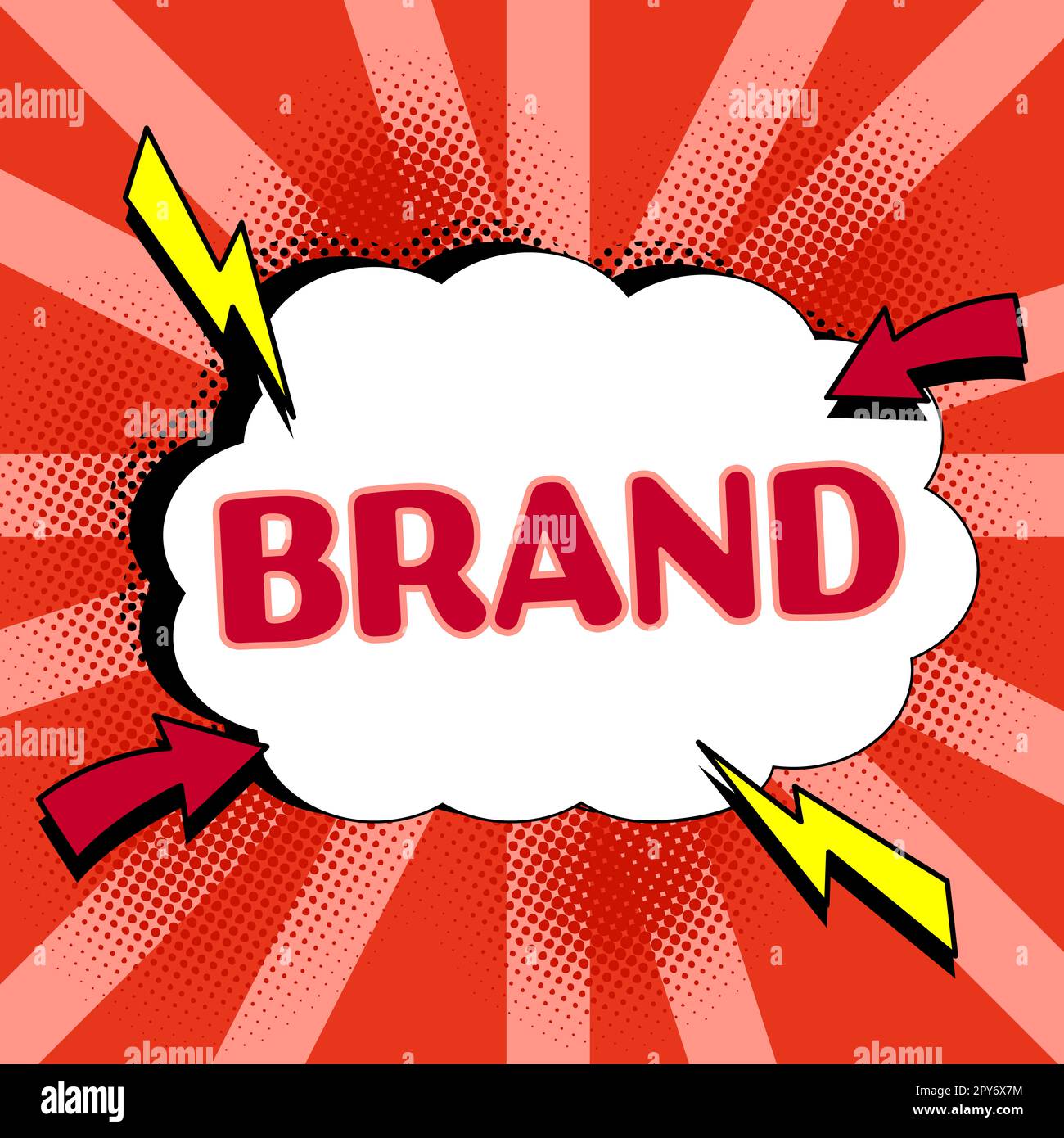 Text sign showing Brand. Business approach Type of product manufactured by a company under a particular name Stock Photo