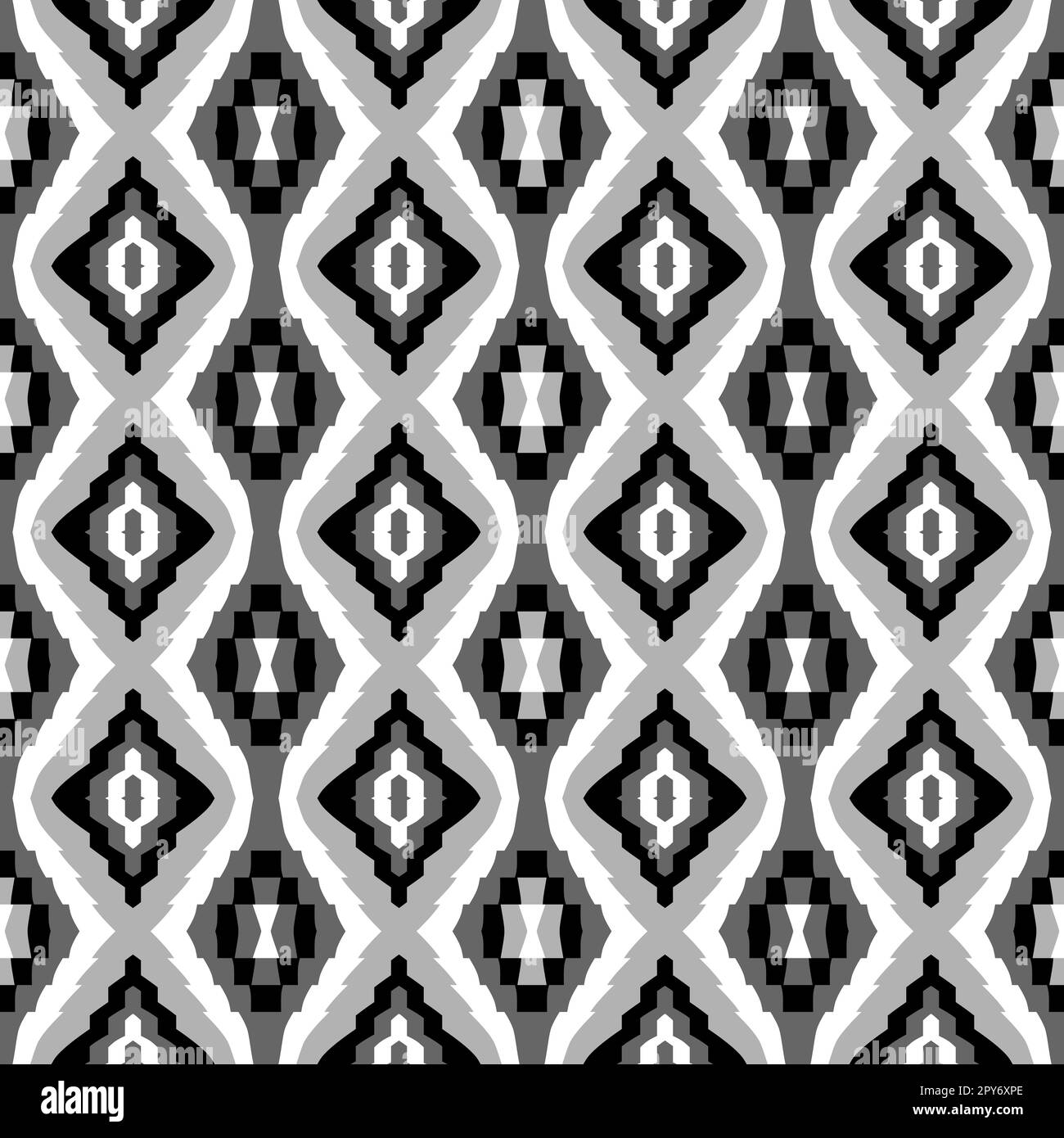 Black and white ethnic texture seamless background Stock Photo