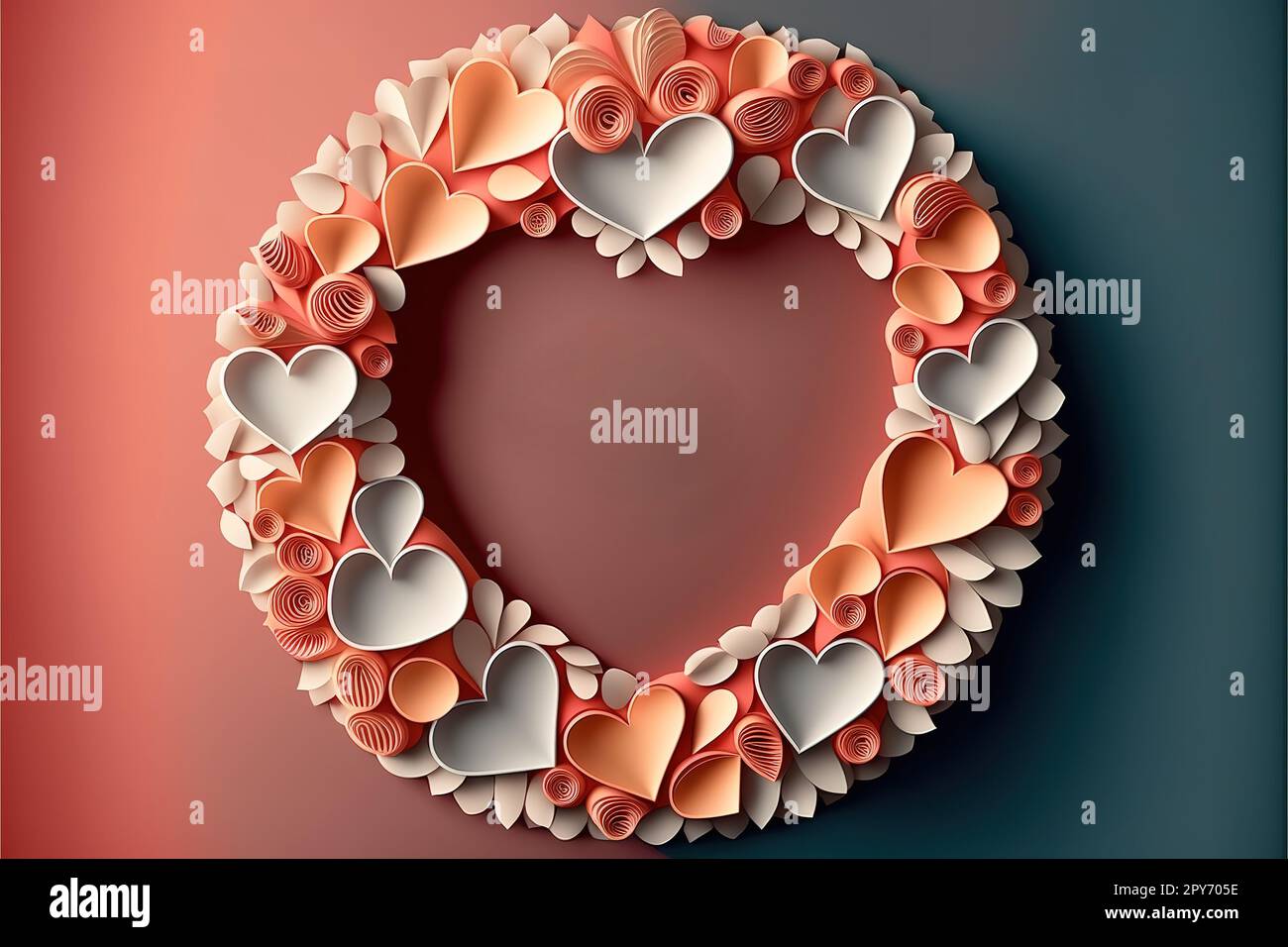 Circle graphic frame with hearts Valentines Day Stock Photo