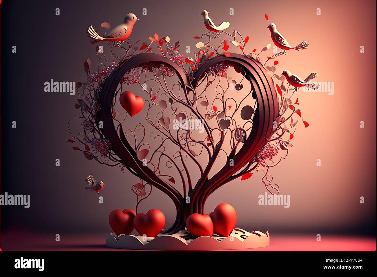 happy valentines day beautiful hearts shape love decoration. Stock Photo