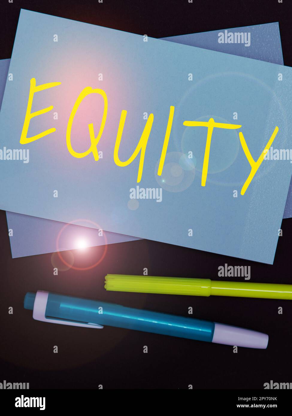 Text showing inspiration Equity. Business overview quality of being fair and impartial race free One hand Unity Stock Photo