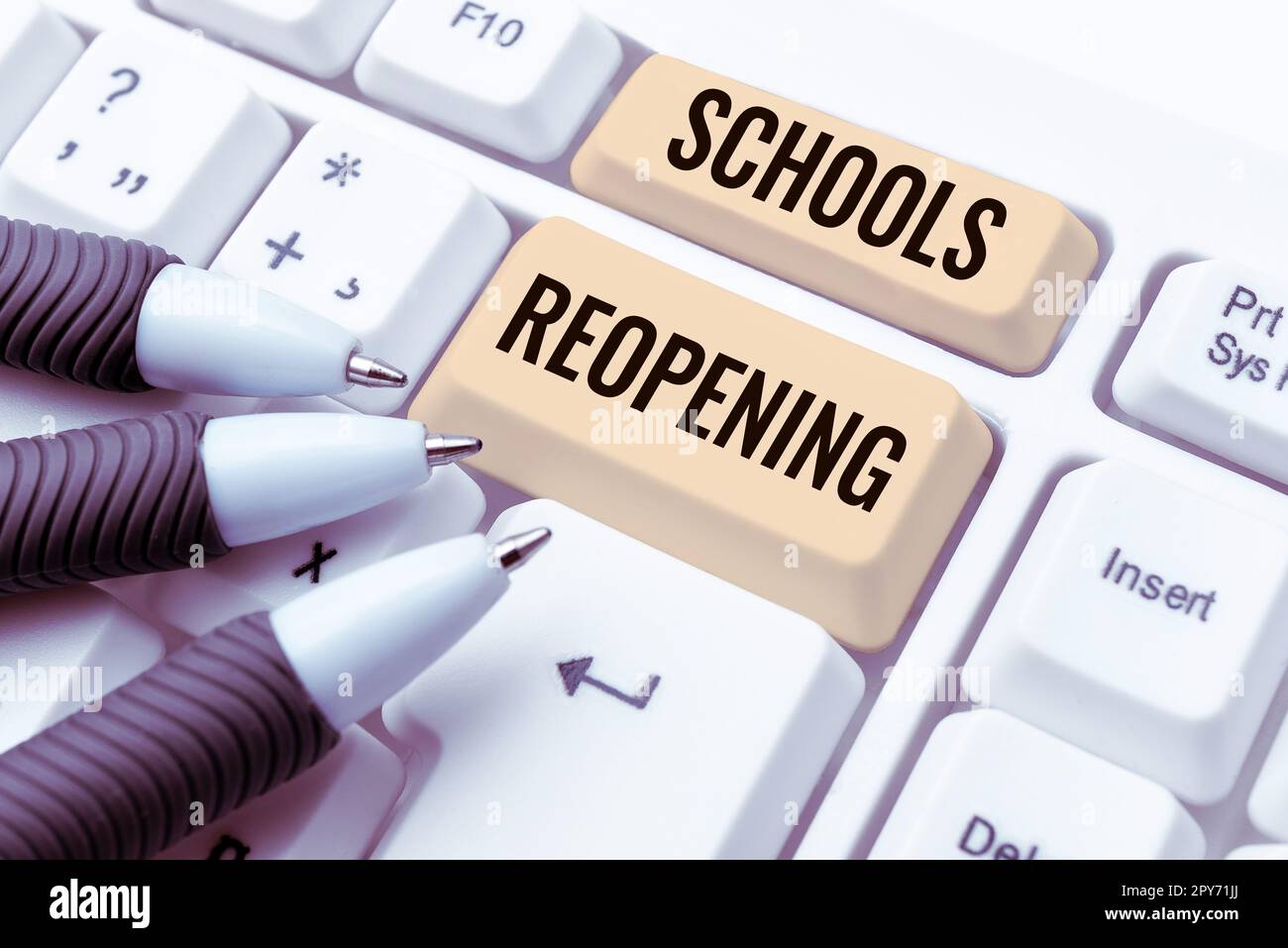 Hand writing sign Schools Reopening. Word for classes are over for the ...