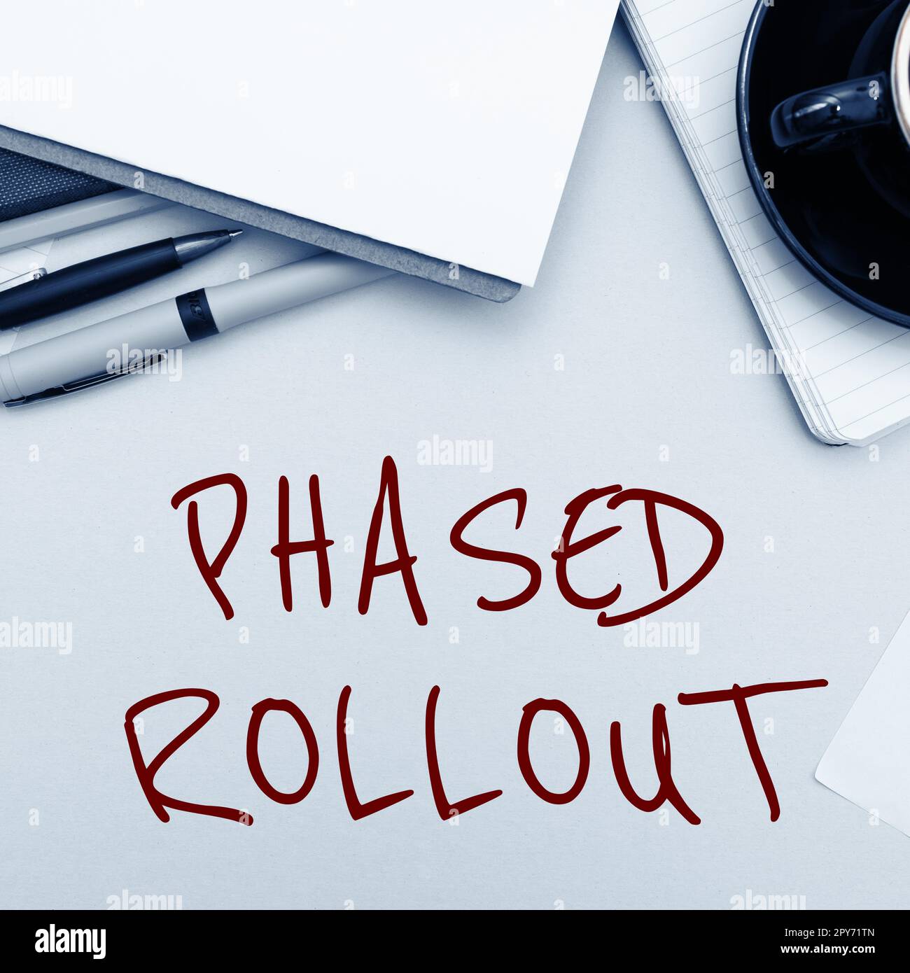 Conceptual display Phased Rollout. Concept meaning the practice of