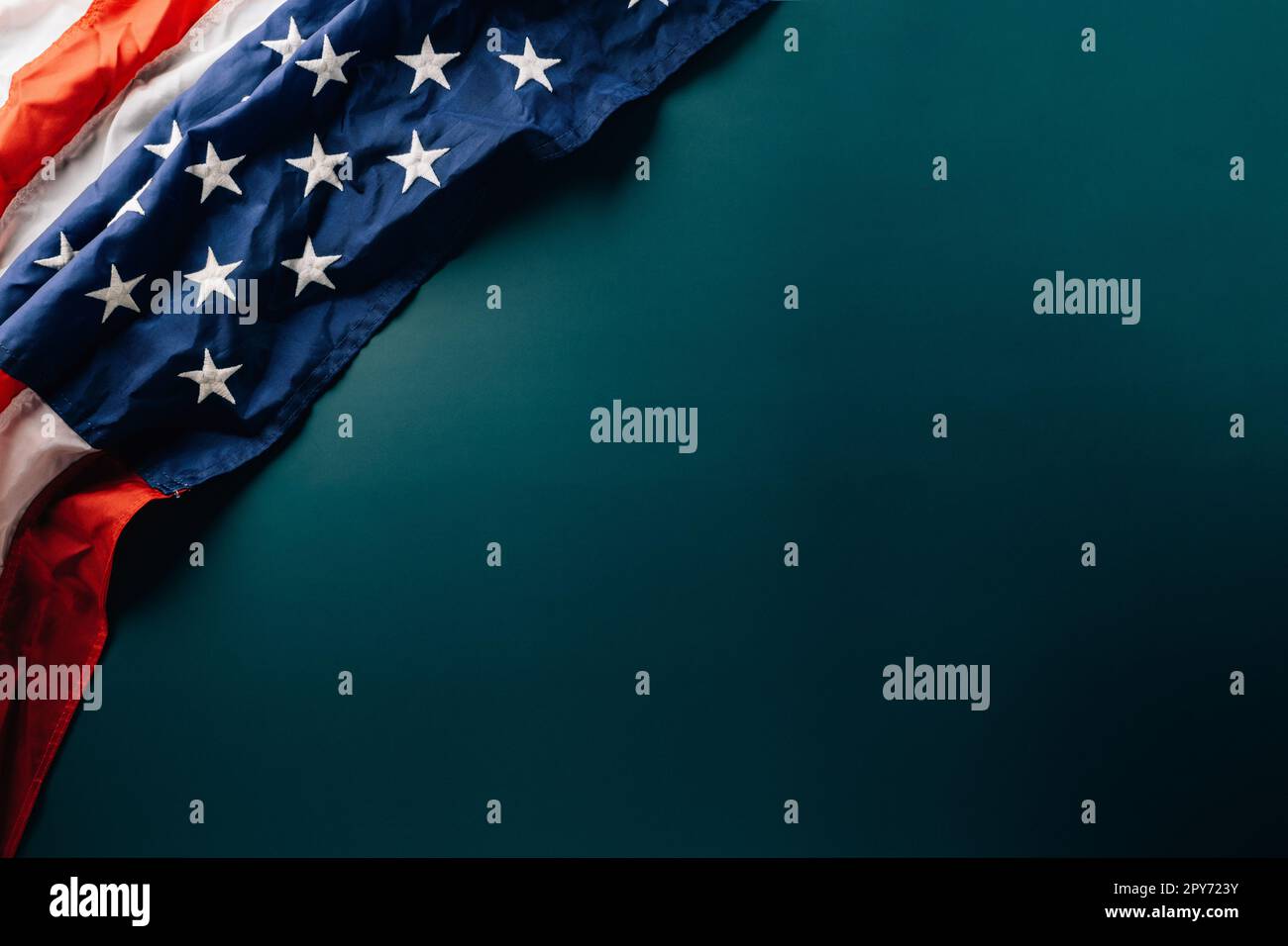 Top view USA flag for Memorial day on abstract blue background Stock ...