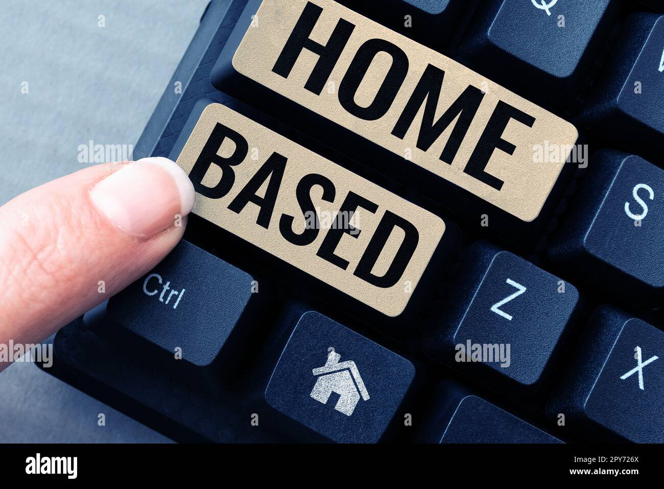 Writing displaying text Home Based. Business approach banking transactions are performed directly by telephone Stock Photo