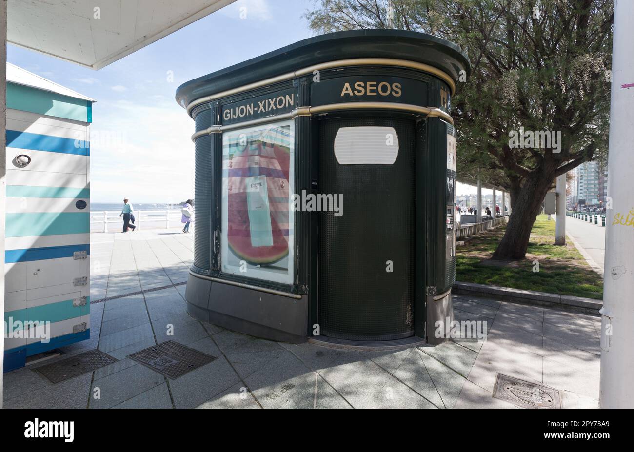 Public toilets in Gijón, Asturias, Spain. The company JCDecaux is in