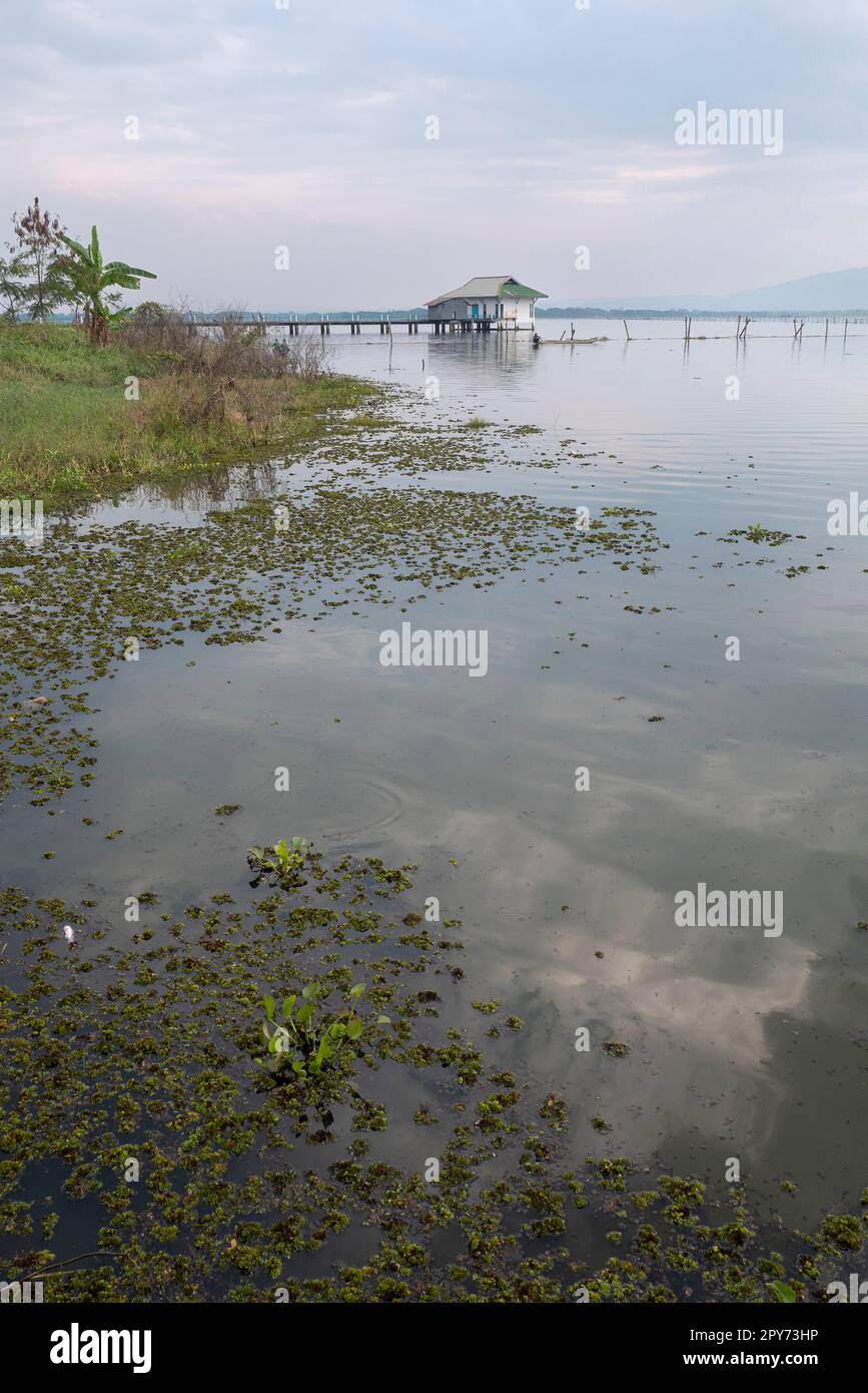 Clouds Reflected in Phayao Lake in Northrn Thailand Stock Photo