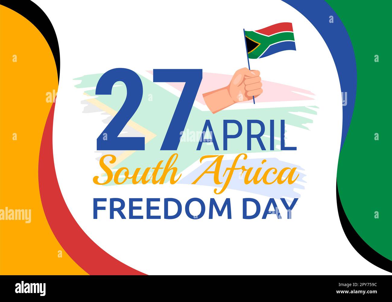 Happy South Africa Freedom Day on 27 April Illustration with Wave Flag for Web Banner or Landing