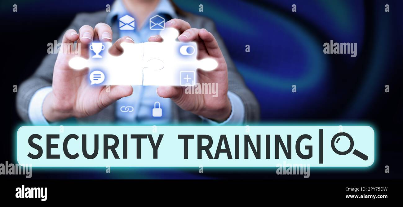 Conceptual display Security Training. Word for providing security awareness training for end users Stock Photo