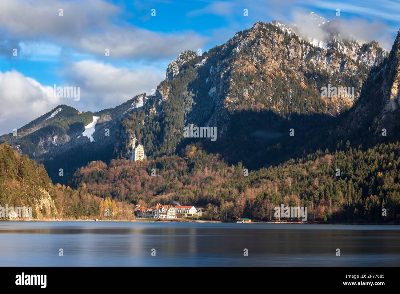 View over lake Alpsee in Hohenschwangau near Fuessen, Bavaria, Germany Stock Photo
