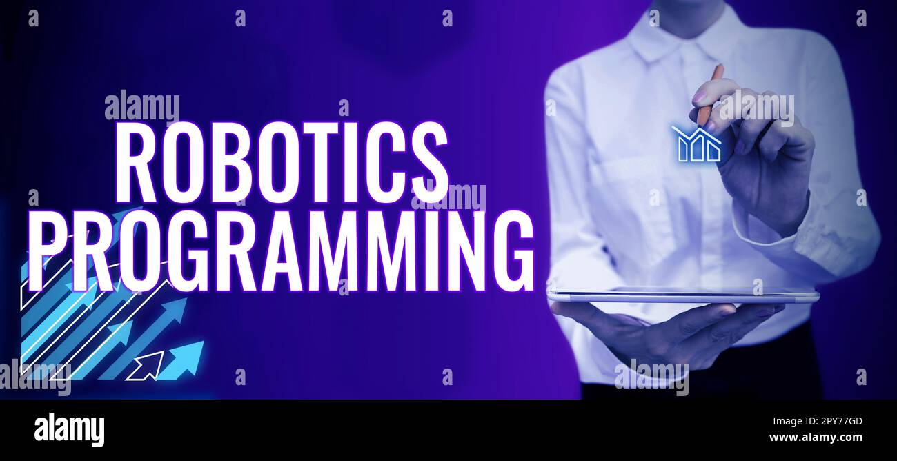 Conceptual caption Robotics Programming. Internet Concept software that used to perform autonomous tasks Stock Photo