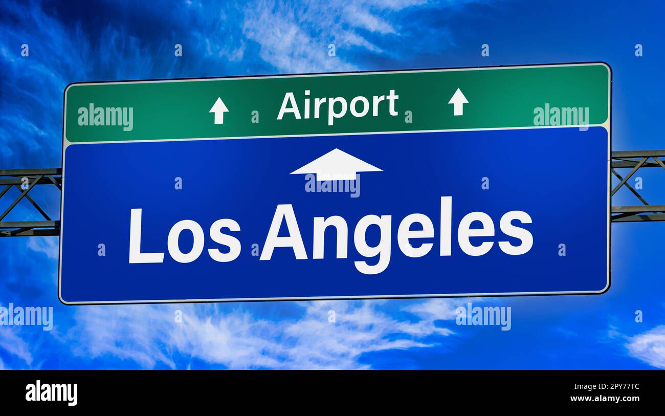 Road sign indicating direction to the city of Los Angeles Stock Photo