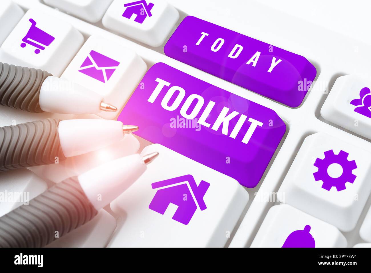 Hand writing sign Toolkit. Business idea set of tools kept in a bag or