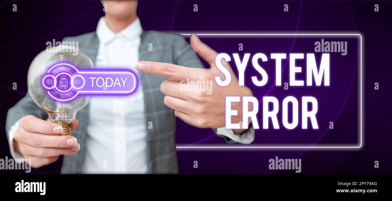 Conceptual caption System Error. Business approach Technological failure Software collapse crash Information loss Stock Photo