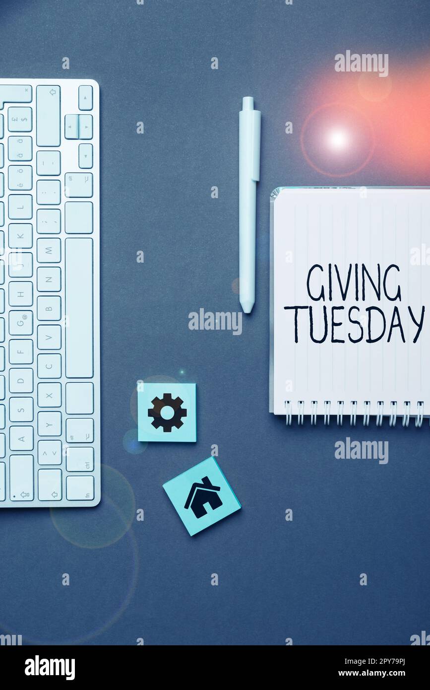 Text caption presenting Giving Tuesday. Business concept international day of charitable giving Hashtag activism Stock Photo