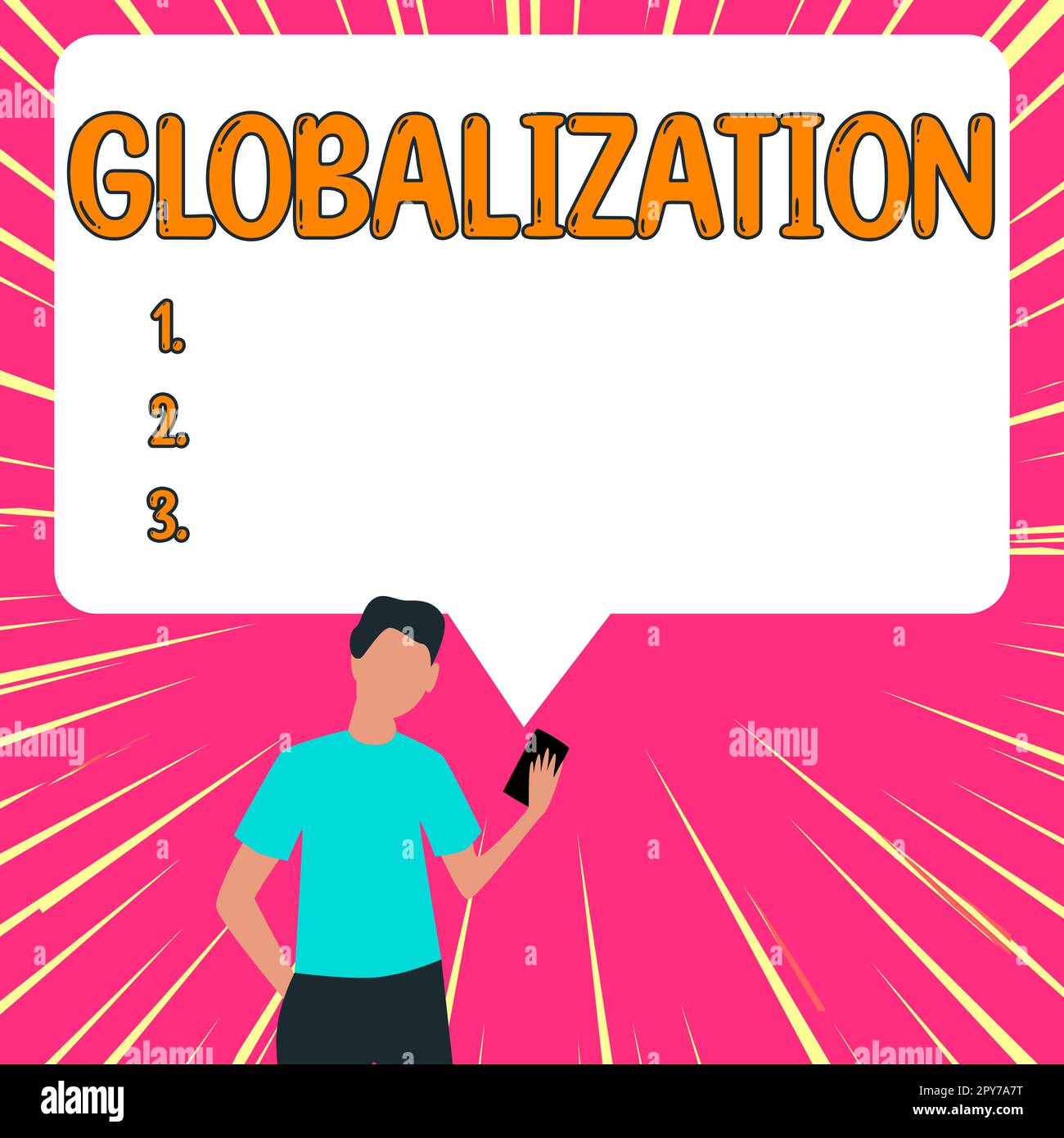 Conceptual caption Globalization. Word for development of an increasingly integrated global economy marked Stock Photo
