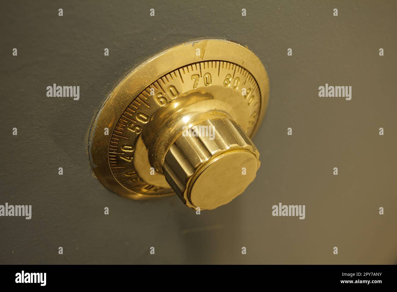 Close-up of an old bank safe with combination lock Stock Photo