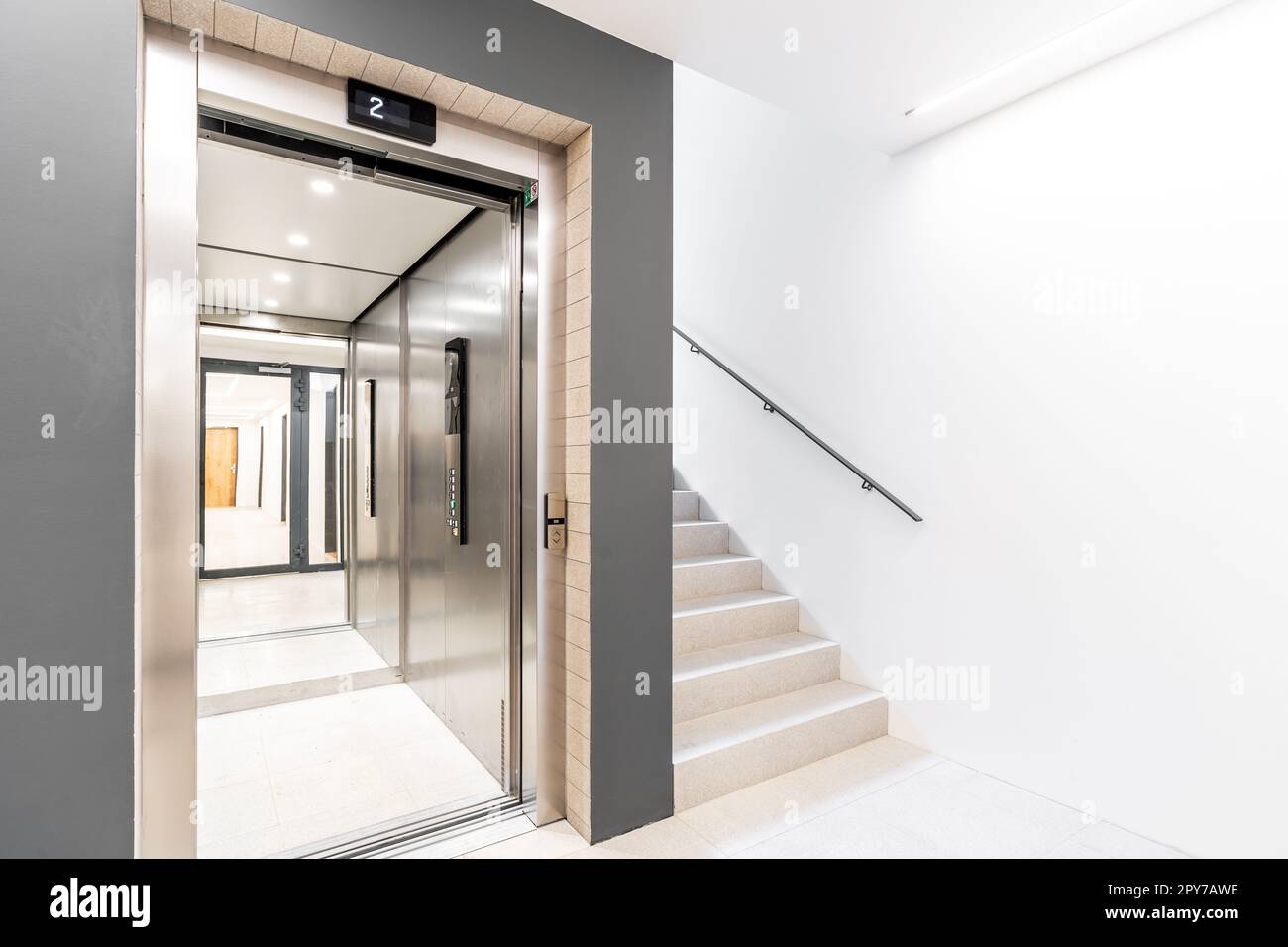 elevator and staircase in an apartment building Stock Photo Alamy