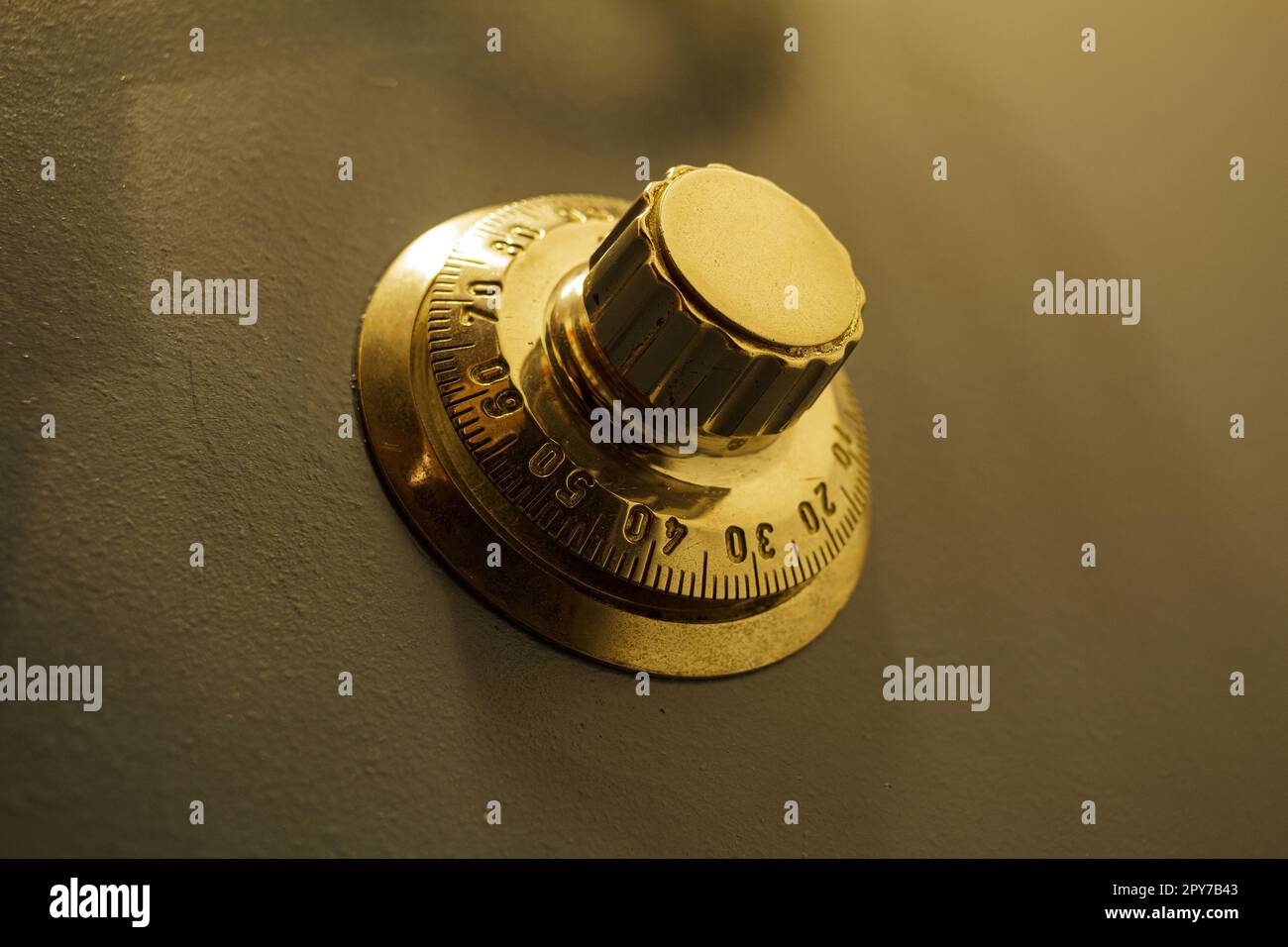 Close-up of an old bank safe with combination lock Stock Photo