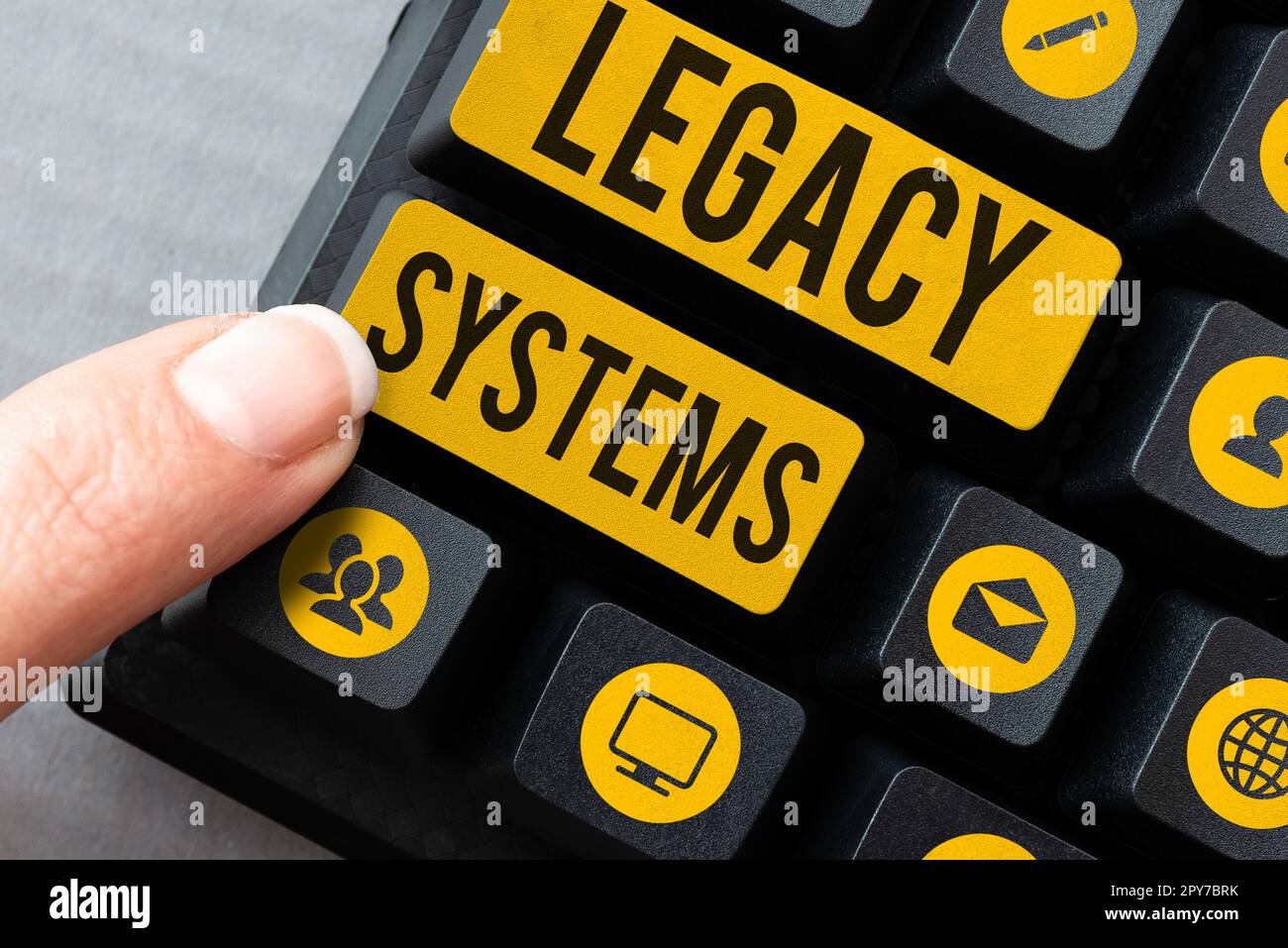 Text sign showing Legacy Systems. Word for old method technology ...