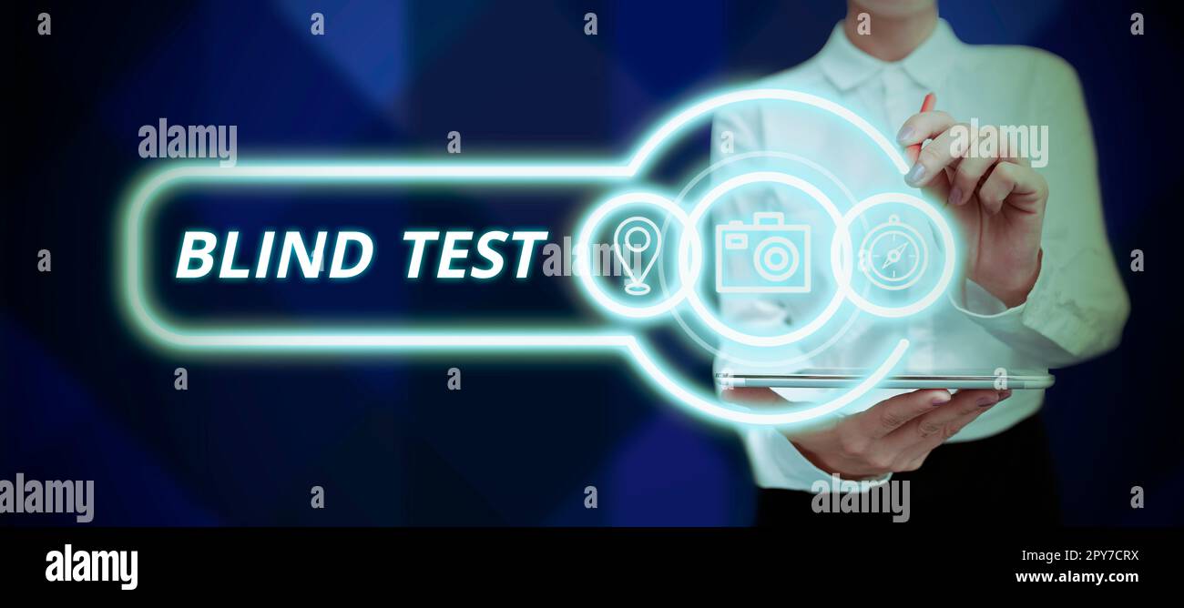 Writing displaying text Blind Test. Word for Social engagement with a ...