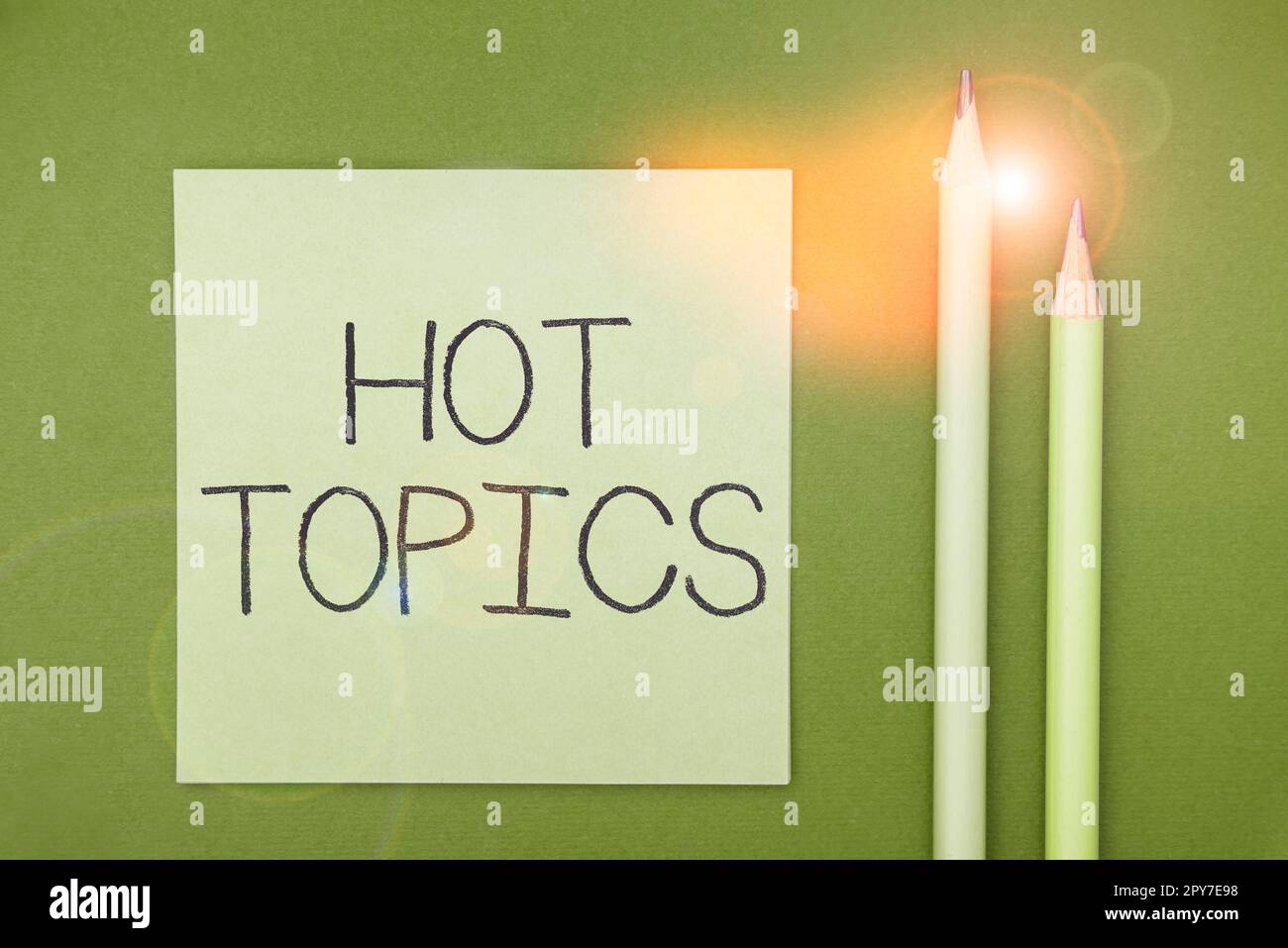 Text sign showing Hot Topics. Business concept subject that a lot of people are arguing and discussing Stock Photo