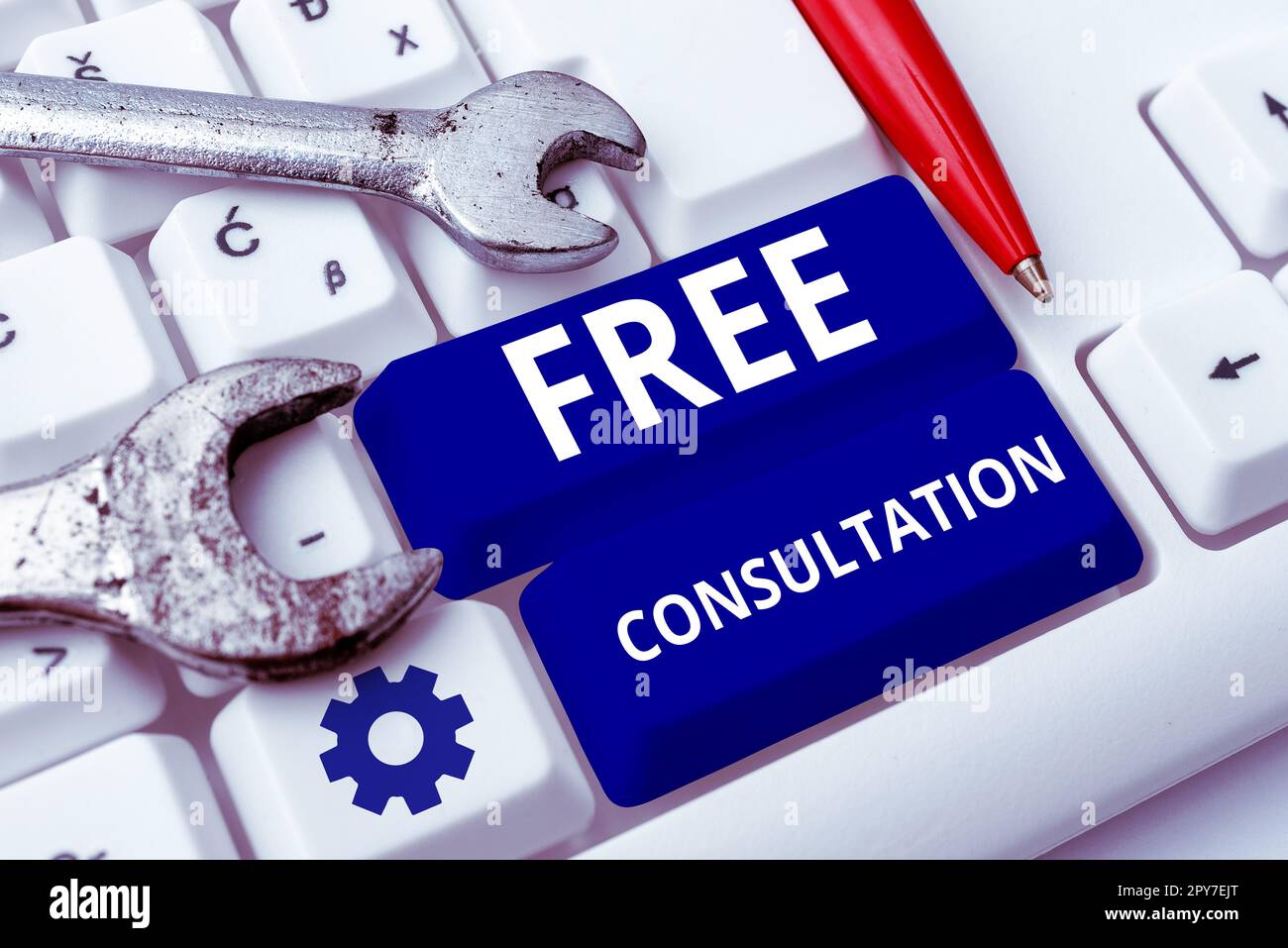 Conceptual display Free Consultation. Internet Concept Giving medical and legal discussions without pay Stock Photo