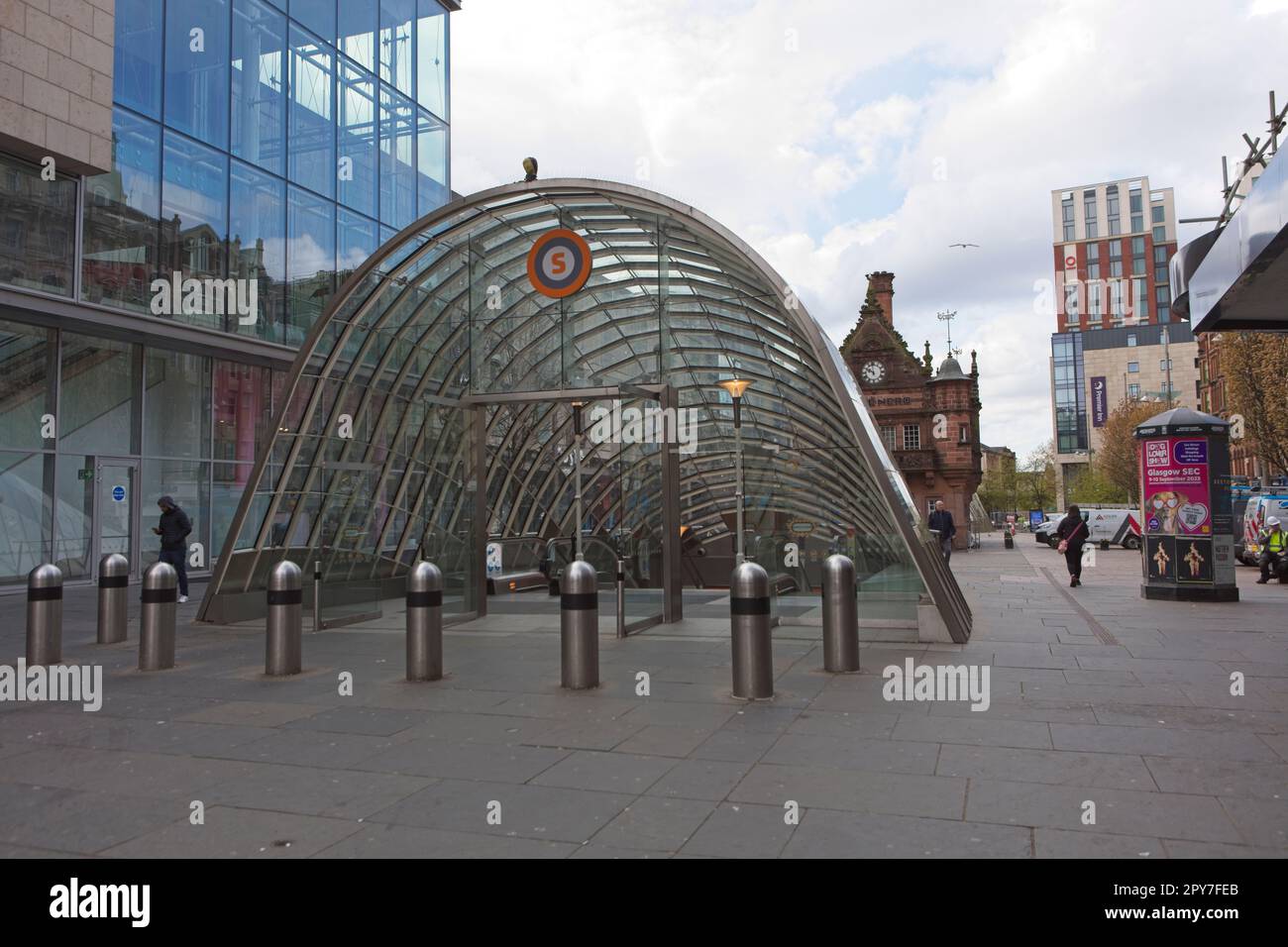 St Enoch subway station entrance in Glasgow was inspired by the Botanic Gardens Stock Photo