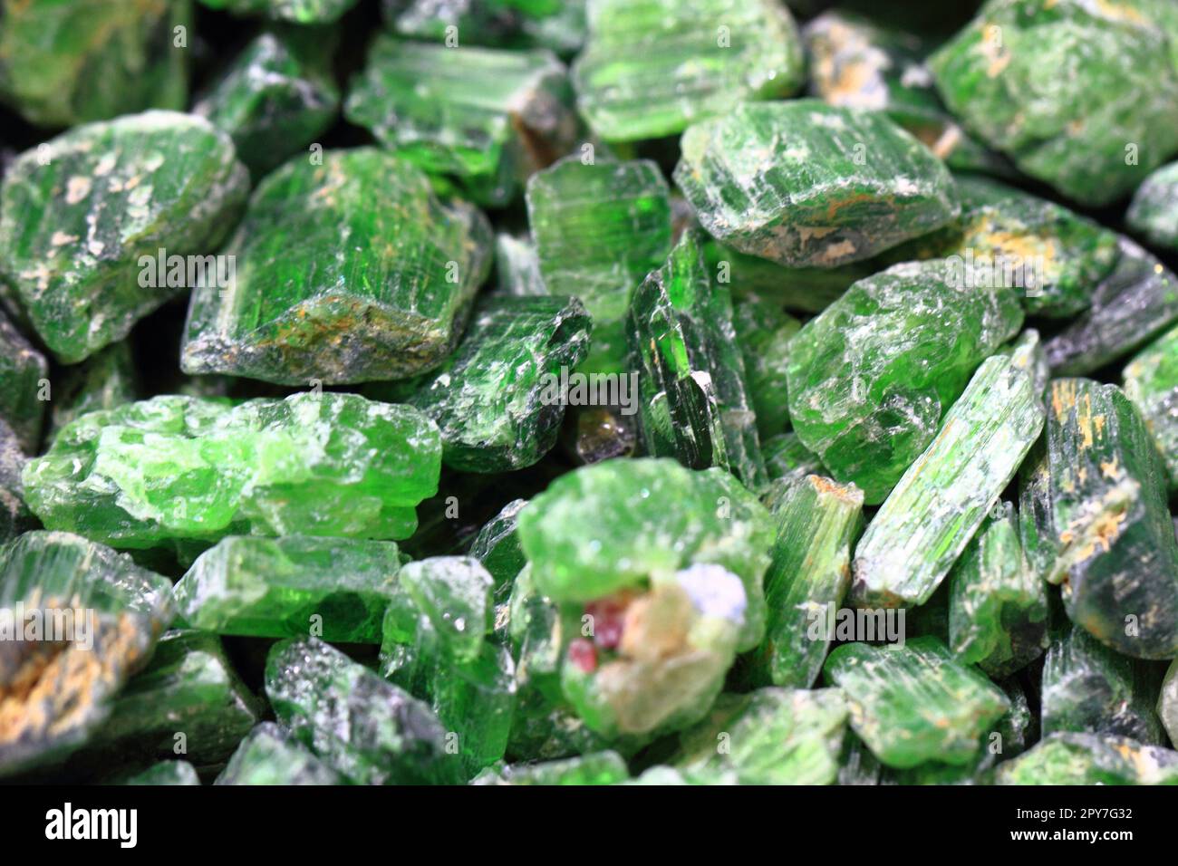 green verdelite mineral texture as nice natural background Stock Photo