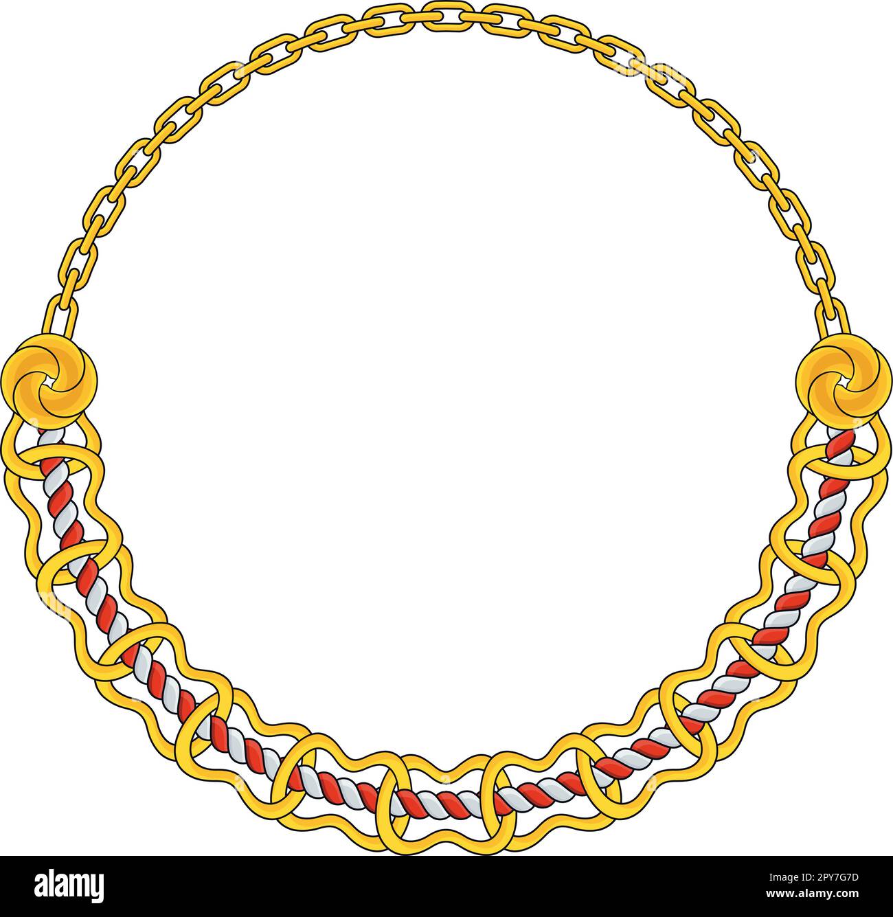 Round Chain frame. Circle chains border. Boho bracelet Stock Vector