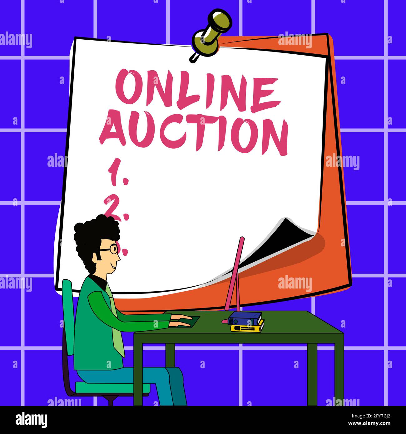 Writing displaying text Online Auction. Internet Concept process of buying and selling goods or services online Stock Photo
