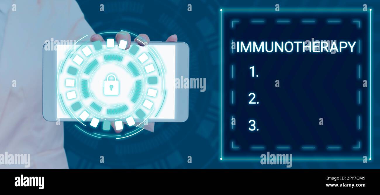 Text caption presenting Immunotherapy. Word Written on treatment or prevention of disease that involves enhancement of immune system Stock Photo