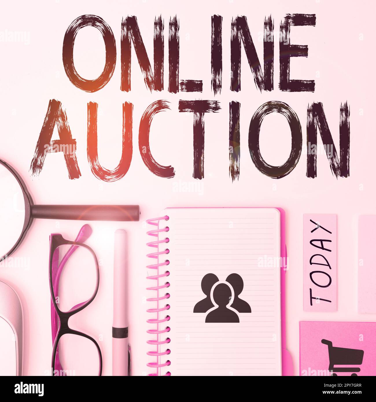 Handwriting text Online Auction. Internet Concept process of buying and selling goods or services online Stock Photo