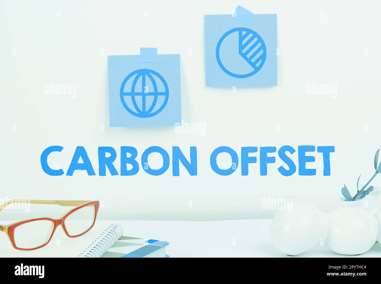 Conceptual display Carbon Offset. Word for Reduction in emissions of carbon dioxide or other gases Stock Photo