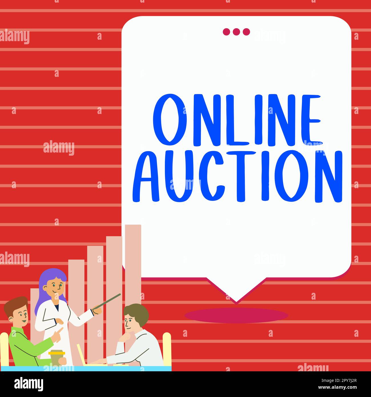 Handwriting text Online Auction. Business overview process of buying and selling goods or services online Stock Photo