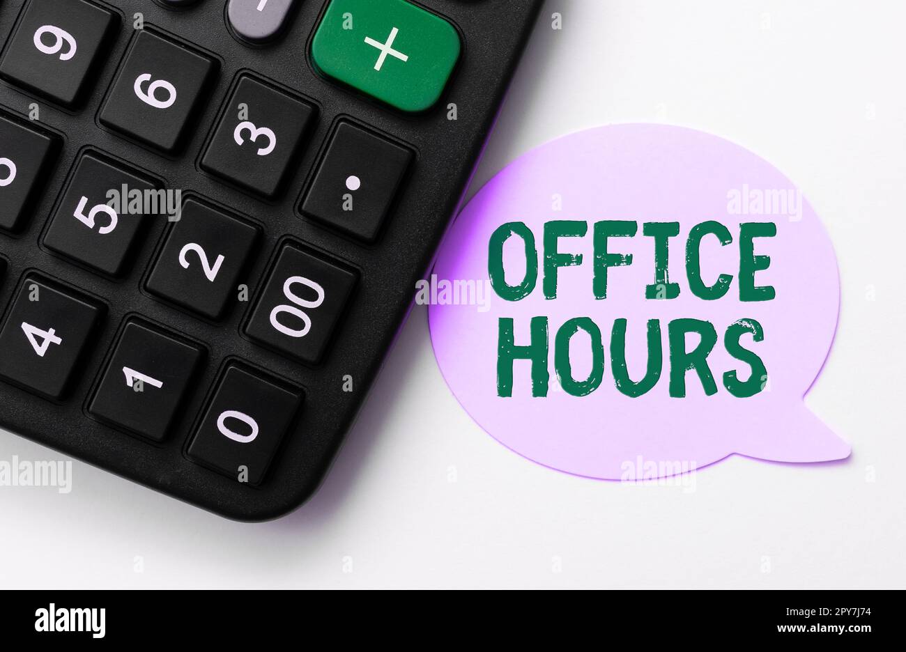 Handwriting text Office Hours. Word for The hours which business is normally conducted Working time Stock Photo